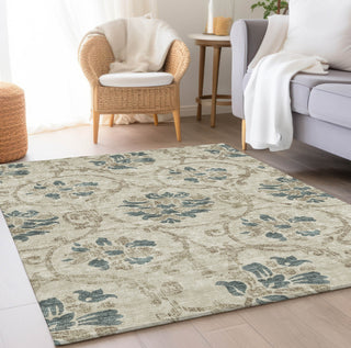 Piper Looms Chantille Floral ACN762 Beige Machine Washable Area Rug Lifestyle Image Feature