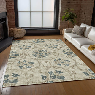 Piper Looms Chantille Floral ACN762 Beige Machine Washable Area Rug Lifestyle Image Feature