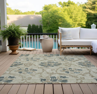 Piper Looms Chantille Floral ACN762 Beige Machine Washable Area Rug Outdoor Lifestyle Image Feature
