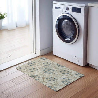Piper Looms Chantille Floral ACN762 Beige Machine Washable Area Rug Scatter Lifestyle Image Feature