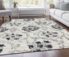 Piper Looms Chantille Floral ACN762 Black Machine Washable Area Rug Lifestyle Image Feature