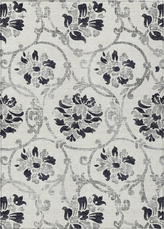 Piper Looms Chantille Floral ACN762 Black Machine Washable Area Rug main image