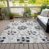 Piper Looms Chantille Floral ACN762 Black Machine Washable Area Rug Outdoor Lifestyle Image Feature
