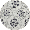Piper Looms Chantille Floral ACN762 Black Machine Washable Area Rug Round Main Image