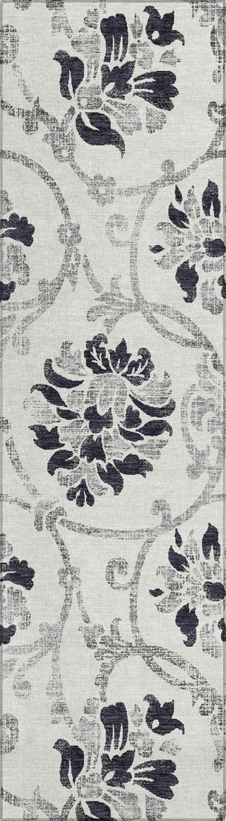 Piper Looms Chantille Floral ACN762 Black Machine Washable Area Rug Runner Main Image