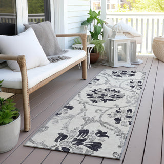 Piper Looms Chantille Floral ACN762 Black Machine Washable Area Rug Runner Outdoor Lifestyle Image Feature