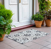 Piper Looms Chantille Floral ACN762 Black Machine Washable Area Rug Scatter Outdoor Lifestyle Image Feature