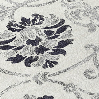 Piper Looms Chantille Floral ACN762 Black Machine Washable Area Rug Swatch Image