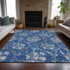 Piper Looms Chantille Floral ACN762 Blue Machine Washable Area Rug Lifestyle Image Feature
