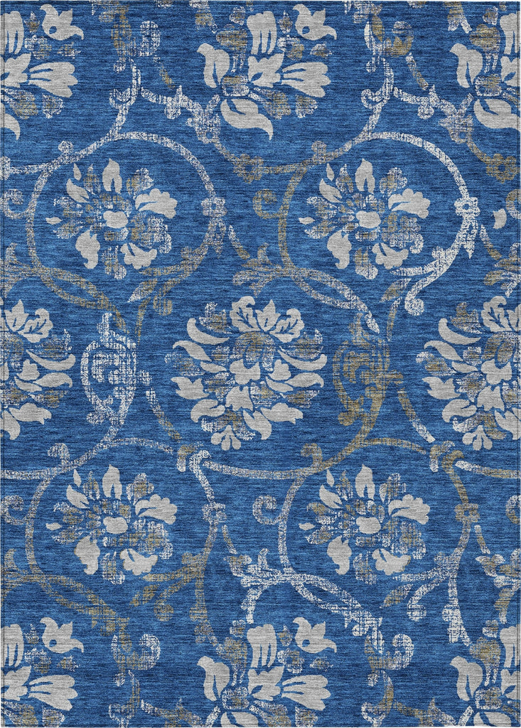 Piper Looms Chantille Floral ACN762 Blue Machine Washable Area Rug main image