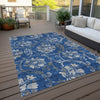 Piper Looms Chantille Floral ACN762 Blue Machine Washable Area Rug Outdoor Lifestyle Image Feature