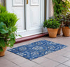 Piper Looms Chantille Floral ACN762 Blue Machine Washable Area Rug Scatter Outdoor Lifestyle Image Feature