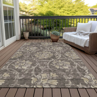 Piper Looms Chantille Floral ACN762 Brown Machine Washable Area Rug Outdoor Lifestyle Image Feature