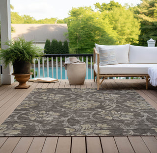 Piper Looms Chantille Floral ACN762 Brown Machine Washable Area Rug Outdoor Lifestyle Image Feature