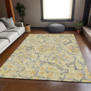 Piper Looms Chantille Floral ACN762 Gold Machine Washable Area Rug Lifestyle Image Feature