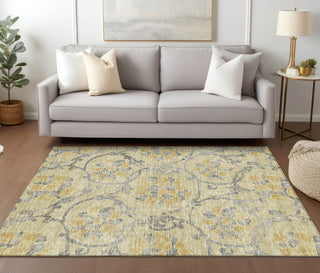 Piper Looms Chantille Floral ACN762 Gold Machine Washable Area Rug Lifestyle Image Feature