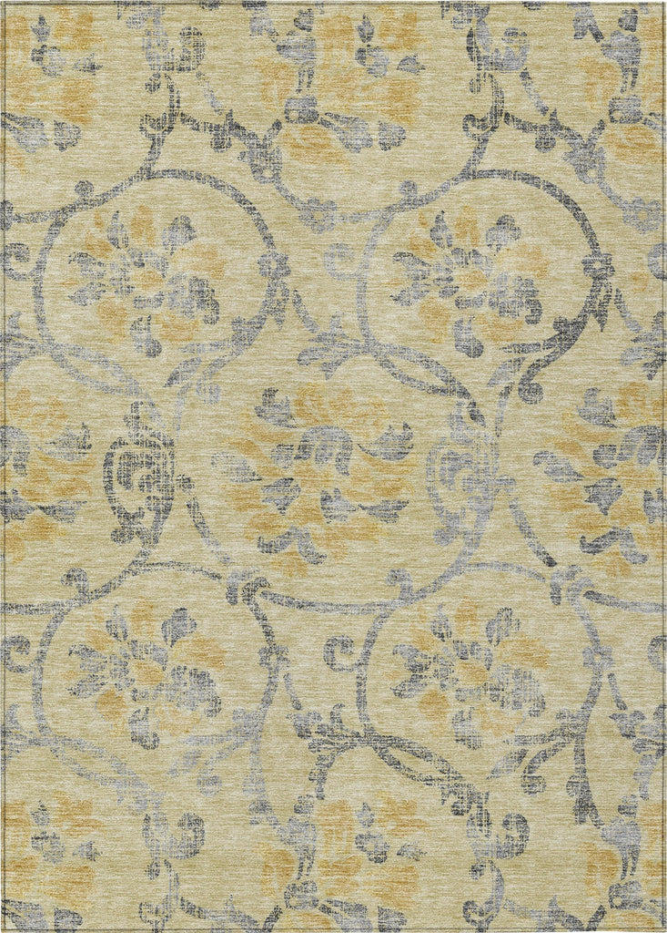 Piper Looms Chantille Floral ACN762 Gold Machine Washable Area Rug main image
