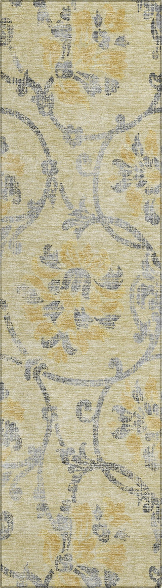 Piper Looms Chantille Floral ACN762 Gold Machine Washable Area Rug Runner Main Image