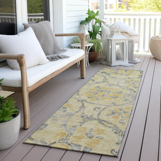 Piper Looms Chantille Floral ACN762 Gold Machine Washable Area Rug Runner Outdoor Lifestyle Image Feature