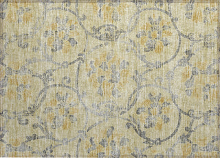 Piper Looms Chantille Floral ACN762 Gold Machine Washable Area Rug Scatter Main Image