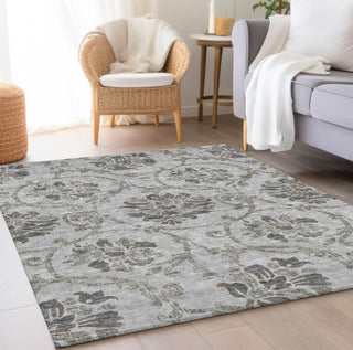Piper Looms Chantille Floral ACN762 Gray Machine Washable Area Rug Lifestyle Image Feature