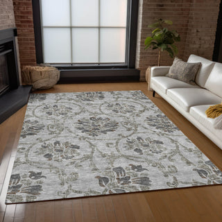 Piper Looms Chantille Floral ACN762 Gray Machine Washable Area Rug Lifestyle Image Feature