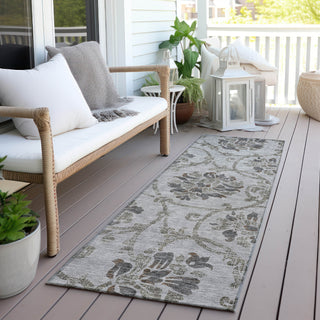Piper Looms Chantille Floral ACN762 Gray Machine Washable Area Rug Runner Outdoor Lifestyle Image Feature
