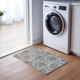 Piper Looms Chantille Floral ACN762 Gray Machine Washable Area Rug Scatter Lifestyle Image Feature
