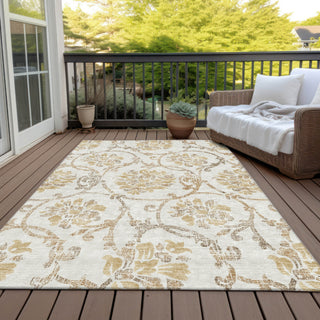Piper Looms Chantille Floral ACN762 Ivory Machine Washable Area Rug Outdoor Lifestyle Image Feature