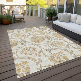Piper Looms Chantille Floral ACN762 Ivory Machine Washable Area Rug Outdoor Lifestyle Image Feature