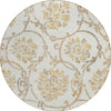 Piper Looms Chantille Floral ACN762 Ivory Machine Washable Area Rug Round Main Image