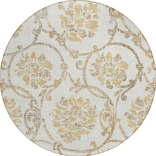 Piper Looms Chantille Floral ACN762 Ivory Machine Washable Area Rug Round Main Image