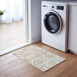 Piper Looms Chantille Floral ACN762 Ivory Machine Washable Area Rug Scatter Lifestyle Image Feature