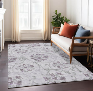 Piper Looms Chantille Floral ACN762 Lavender Machine Washable Area Rug Lifestyle Image Feature