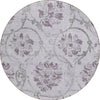 Piper Looms Chantille Floral ACN762 Lavender Machine Washable Area Rug Round Main Image