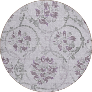 Piper Looms Chantille Floral ACN762 Lavender Machine Washable Area Rug Round Main Image