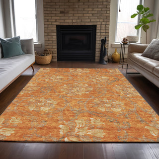Piper Looms Chantille Floral ACN762 Orange Machine Washable Area Rug Lifestyle Image Feature