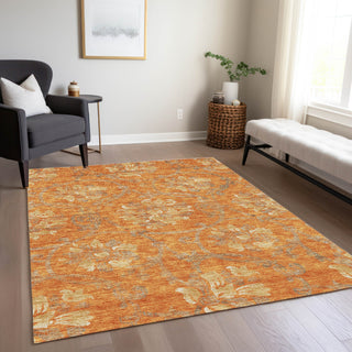 Piper Looms Chantille Floral ACN762 Orange Machine Washable Area Rug Lifestyle Image Feature