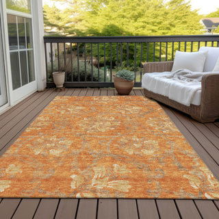 Piper Looms Chantille Floral ACN762 Orange Machine Washable Area Rug Outdoor Lifestyle Image Feature