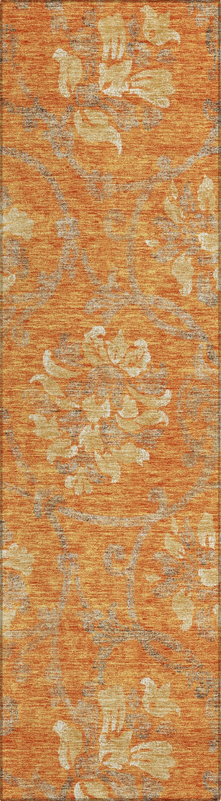 Piper Looms Chantille Floral ACN762 Orange Machine Washable Area Rug Runner Main Image