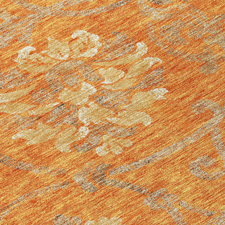 Piper Looms Chantille Floral ACN762 Orange Machine Washable Area Rug Swatch Image