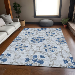 Piper Looms Chantille Floral ACN762 Sky Machine Washable Area Rug Lifestyle Image Feature