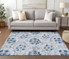 Piper Looms Chantille Floral ACN762 Sky Machine Washable Area Rug Lifestyle Image Feature