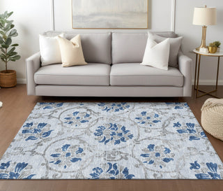 Piper Looms Chantille Floral ACN762 Sky Machine Washable Area Rug Lifestyle Image Feature