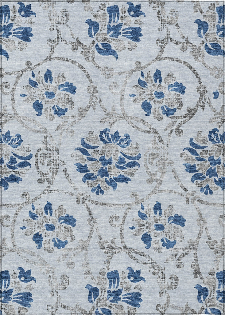 Piper Looms Chantille Floral ACN762 Sky Machine Washable Area Rug main image
