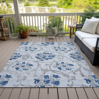 Piper Looms Chantille Floral ACN762 Sky Machine Washable Area Rug Outdoor Lifestyle Image Feature