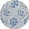 Piper Looms Chantille Floral ACN762 Sky Machine Washable Area Rug Round Main Image