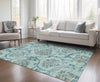 Piper Looms Chantille Floral ACN762 Teal Machine Washable Area Rug Lifestyle Image Feature