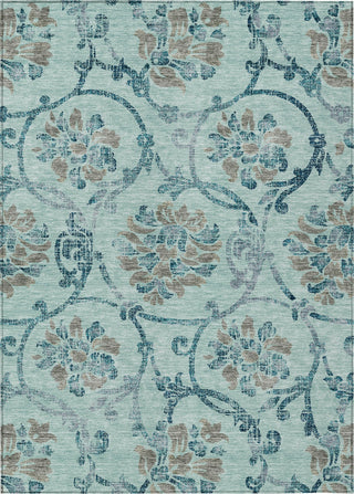 Piper Looms Chantille Floral ACN762 Teal Machine Washable Area Rug main image