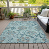 Piper Looms Chantille Floral ACN762 Teal Machine Washable Area Rug Outdoor Lifestyle Image Feature